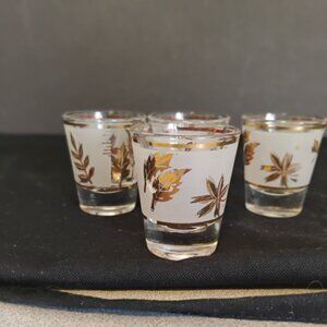Libbey Vintage Gold Foliage Pattern Shot Glasses, set of 4